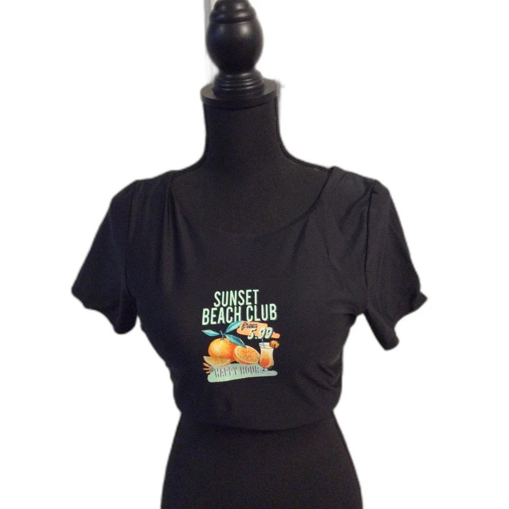 Princess Polly Cropped Beach Club Happy Hour Swim Top Size 6